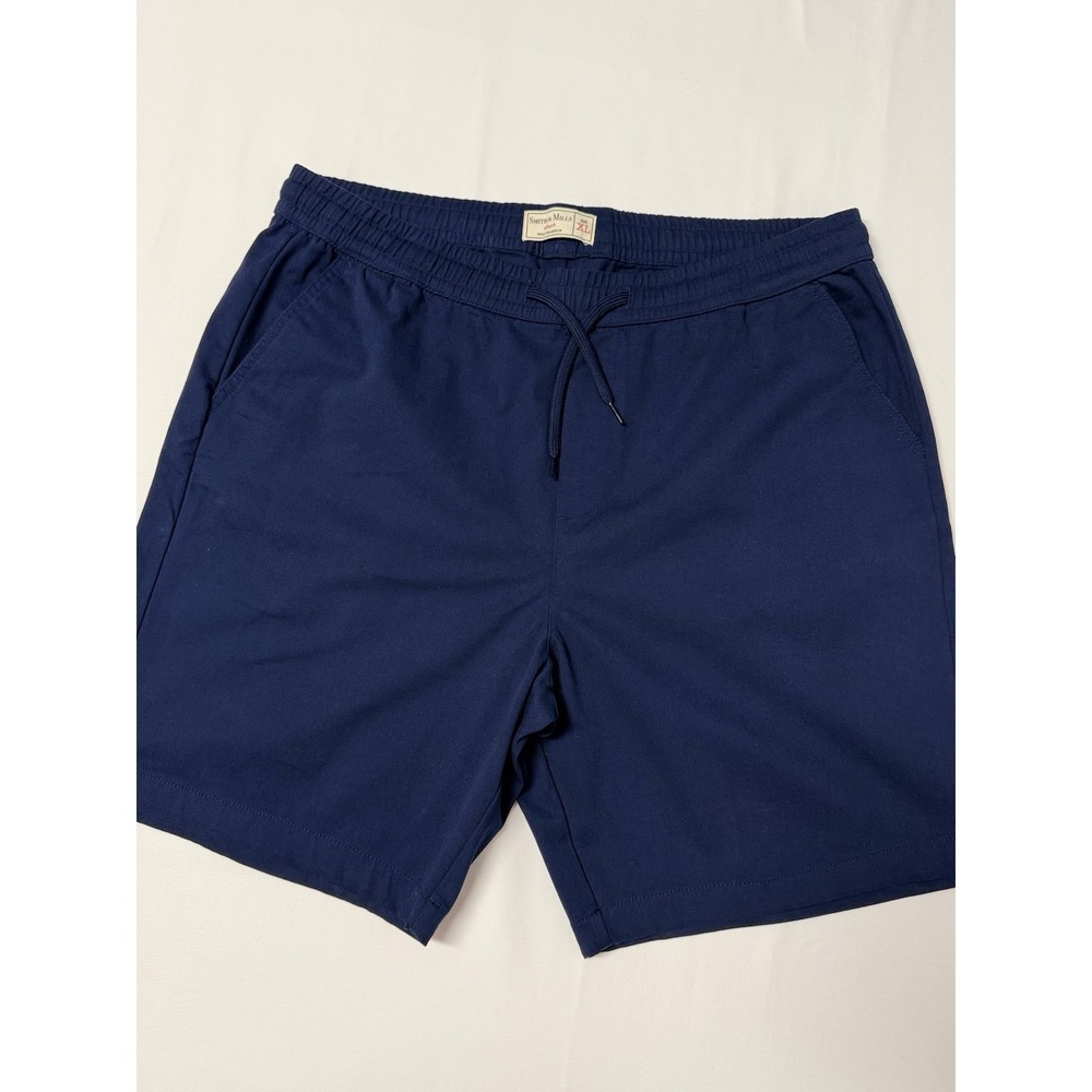 Smith & Mills Men's XL Navy Blue Twill Drawstring Shorts Casual Elastic Waist